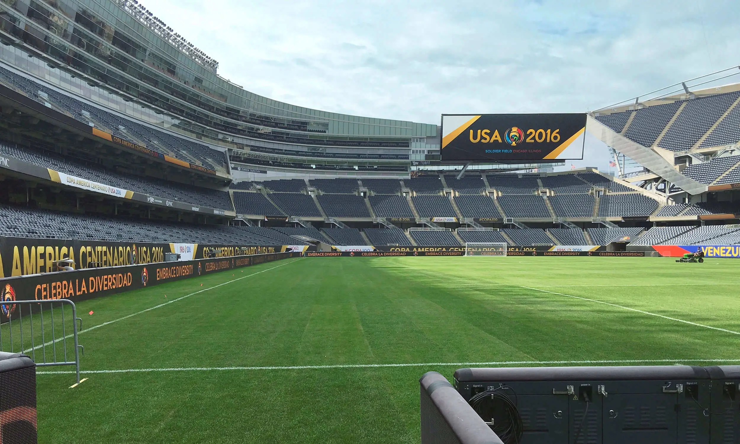 USA 2016 branding around a stadium soccer pitch