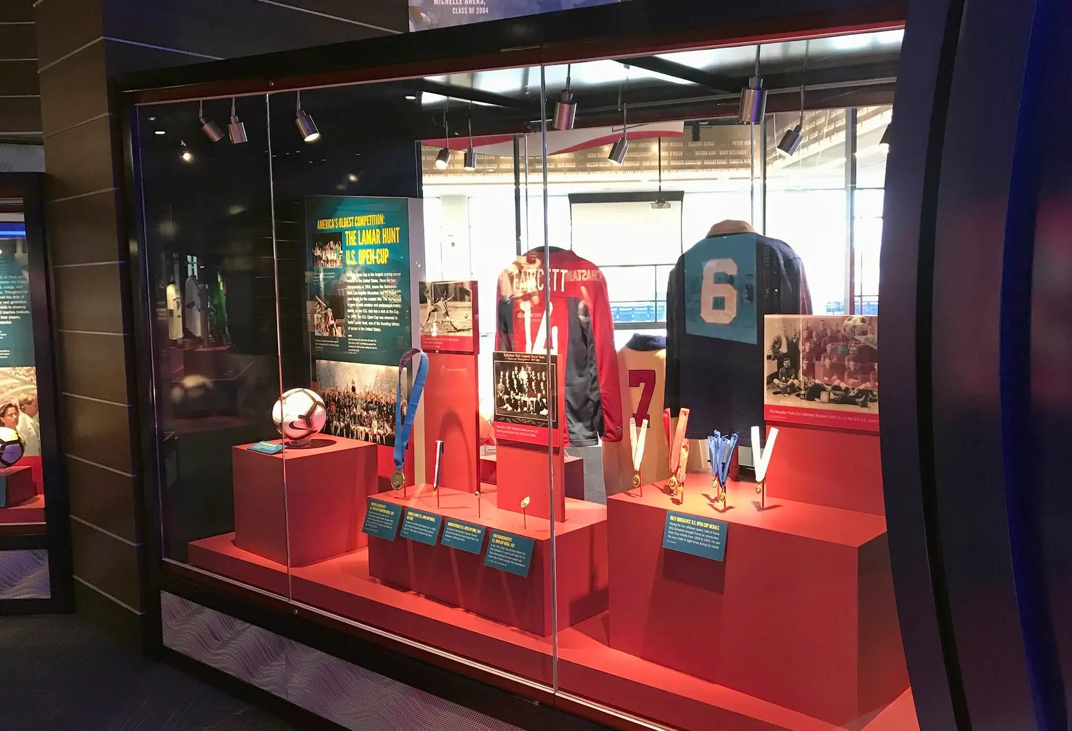 Exhibit case with player memorabilia