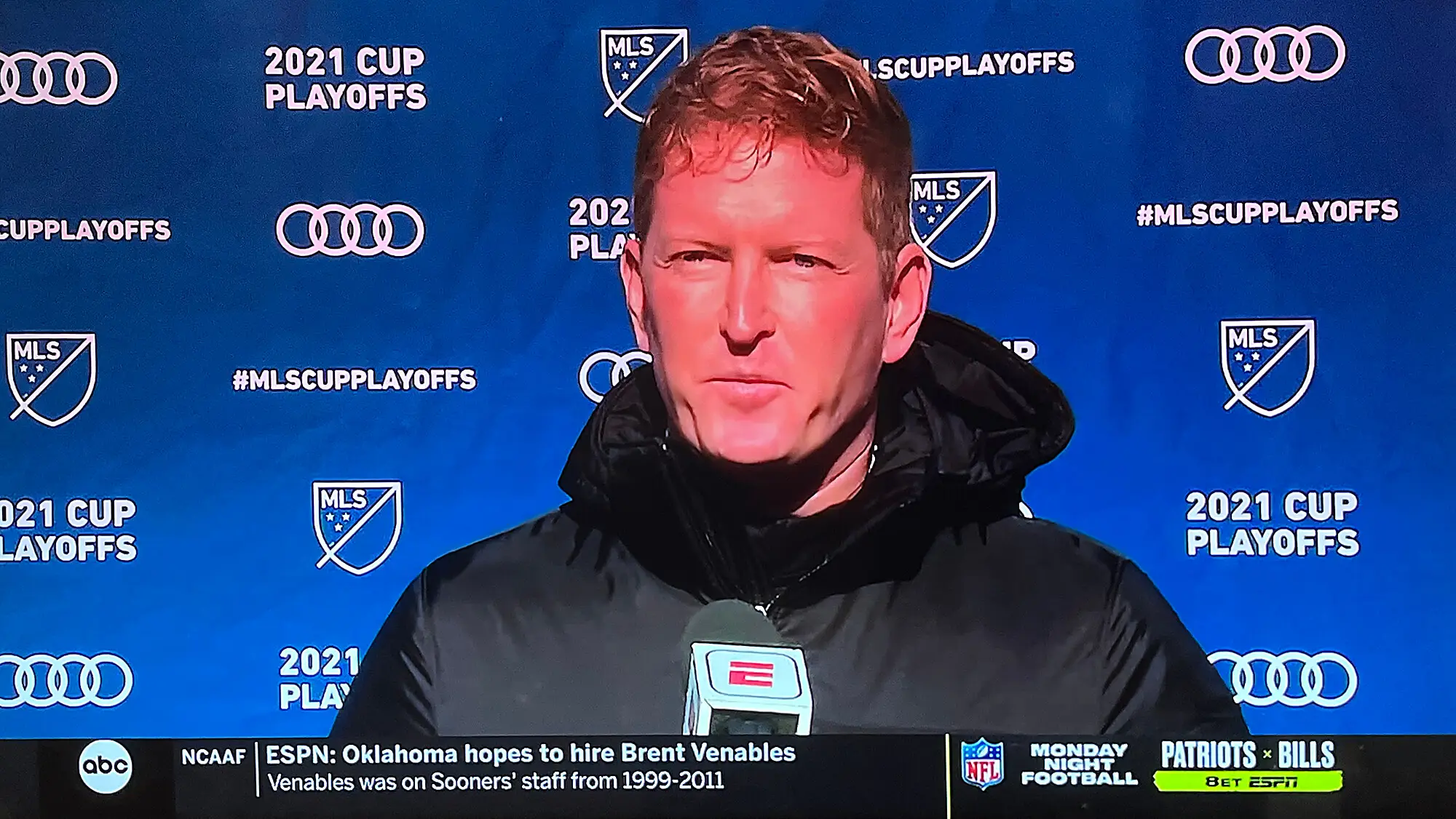 MLS Cup Playoffs step-and-repeat at a press conference